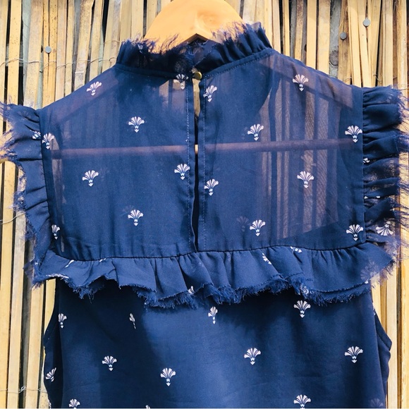 SOLD Portmans Navy Detailed High Neck Top w/ Pin Tucks 12 - Picture 13 of 17